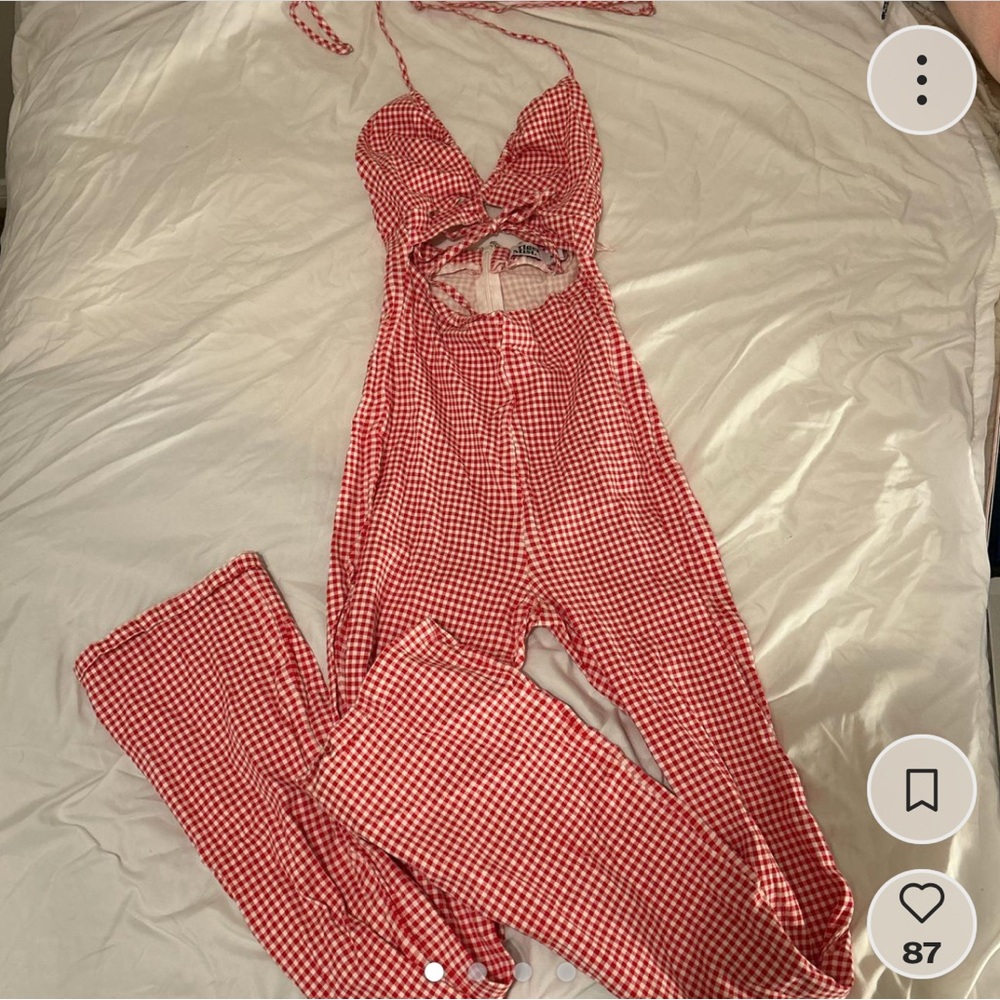 Red Gingham Women's Jumpsuit